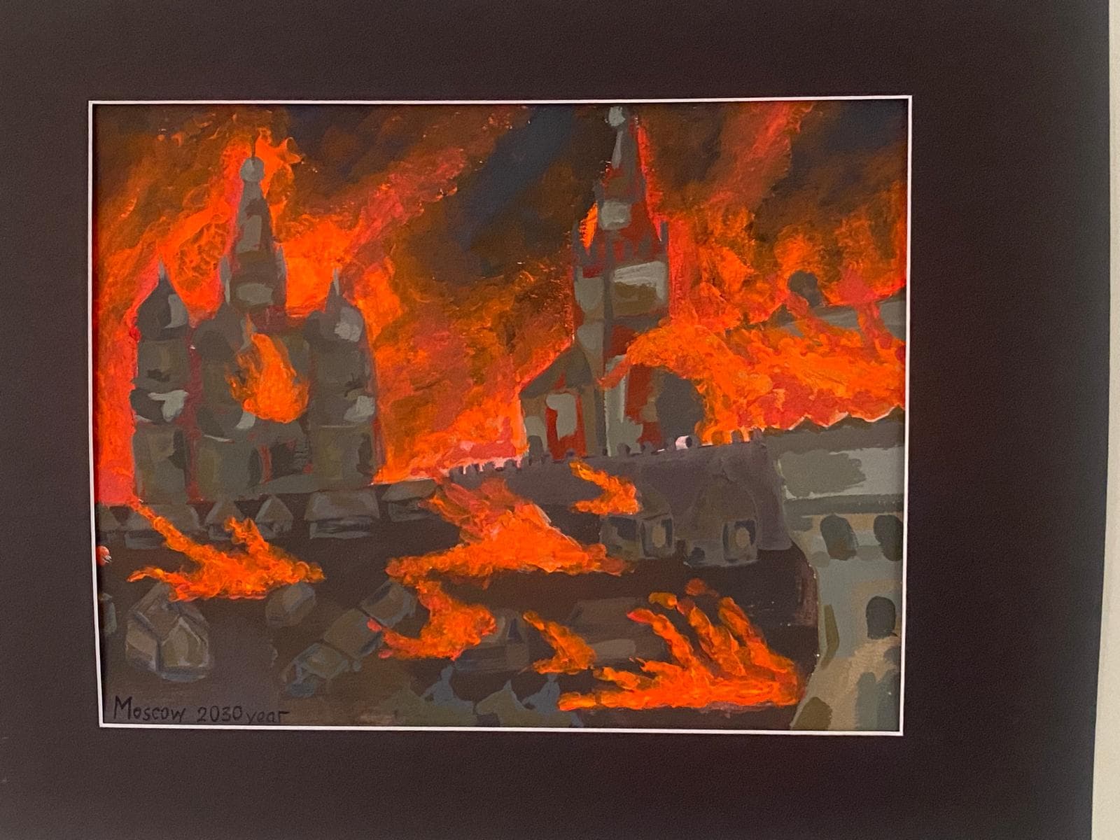 A city engulfed in flames — painted by a Ukrainian child