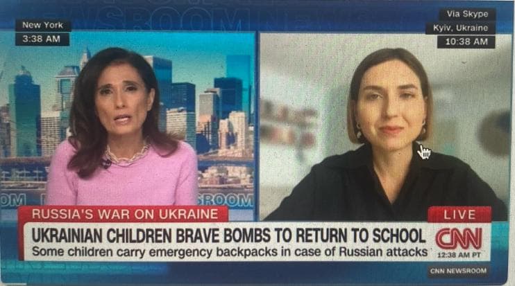 CNN news report: Ukrainian children brave bombs to return to school